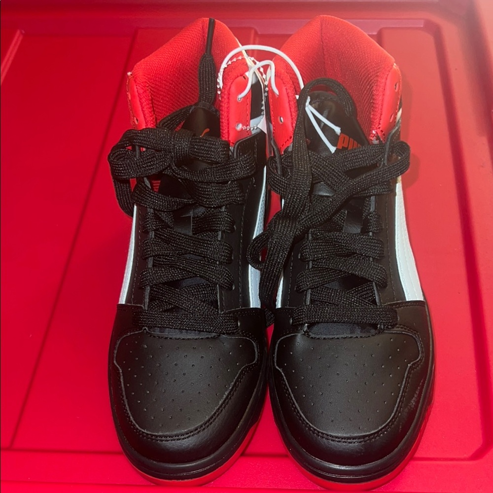 Puma Black and Red High-Top Sneakers